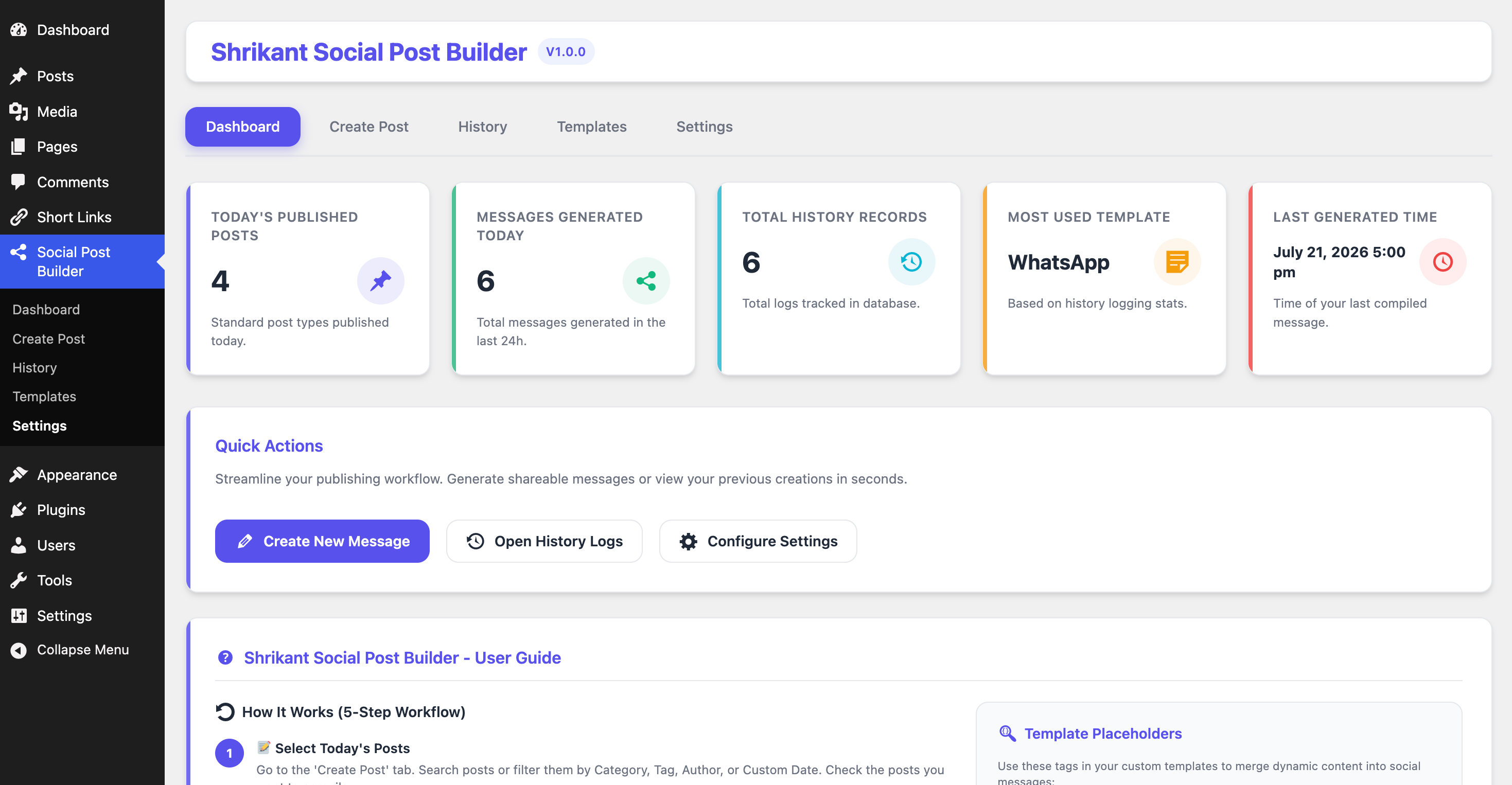 Dashboard metrics card summary.
