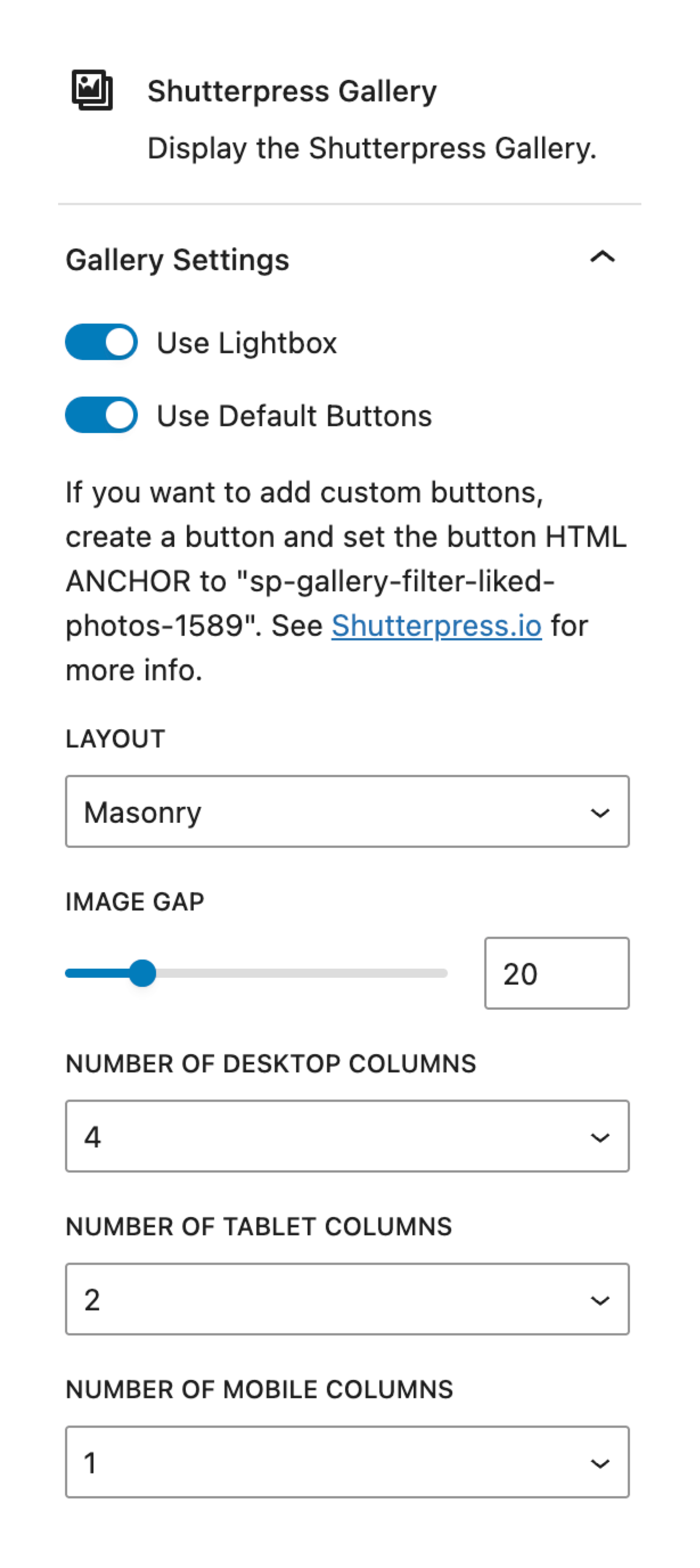 Gutenberg Block Settings