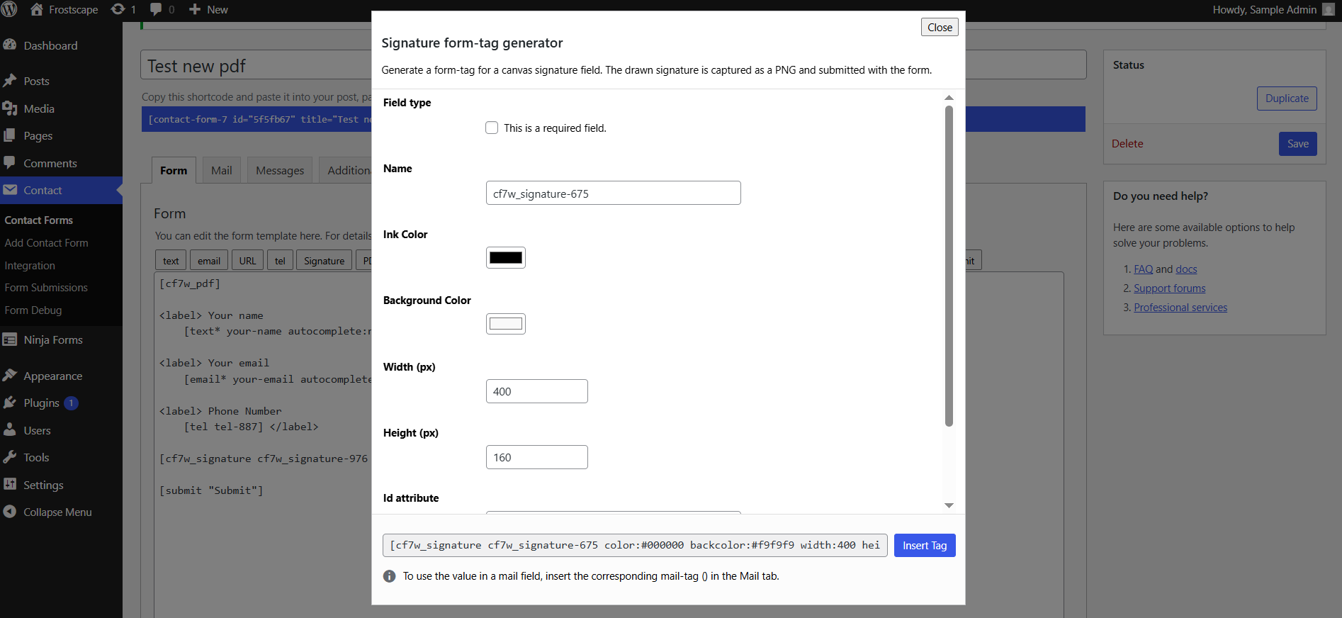Sign PDF Waiver for Contact Form 7