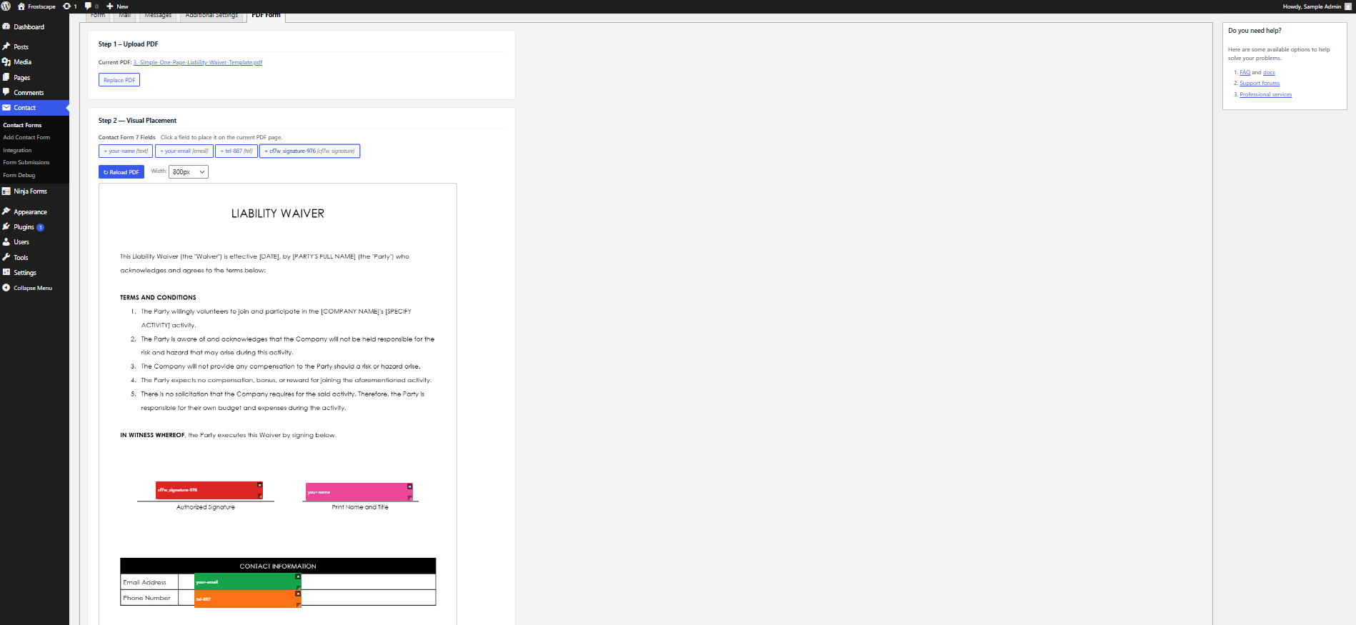 Sign PDF Waiver for Contact Form 7