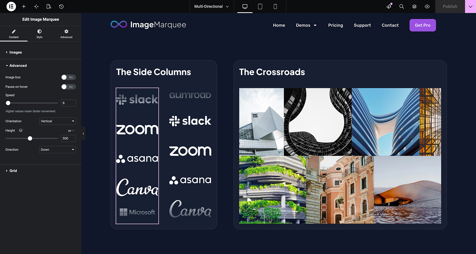 A vertical marquee used as a sidebar element.