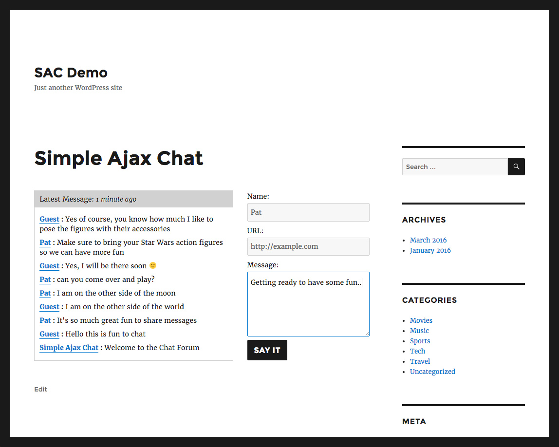 Simple Ajax Chat: Chat Box