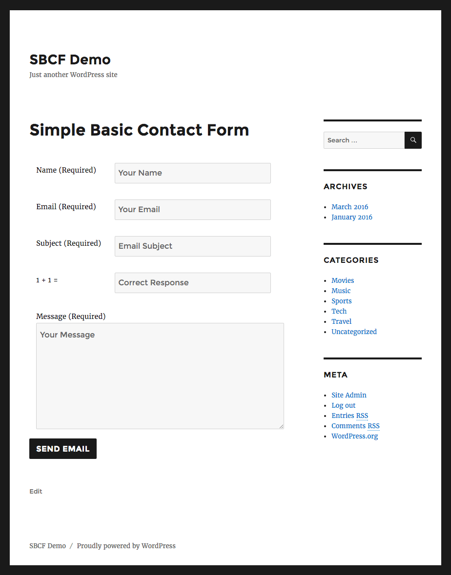 Simple Basic Contact Form