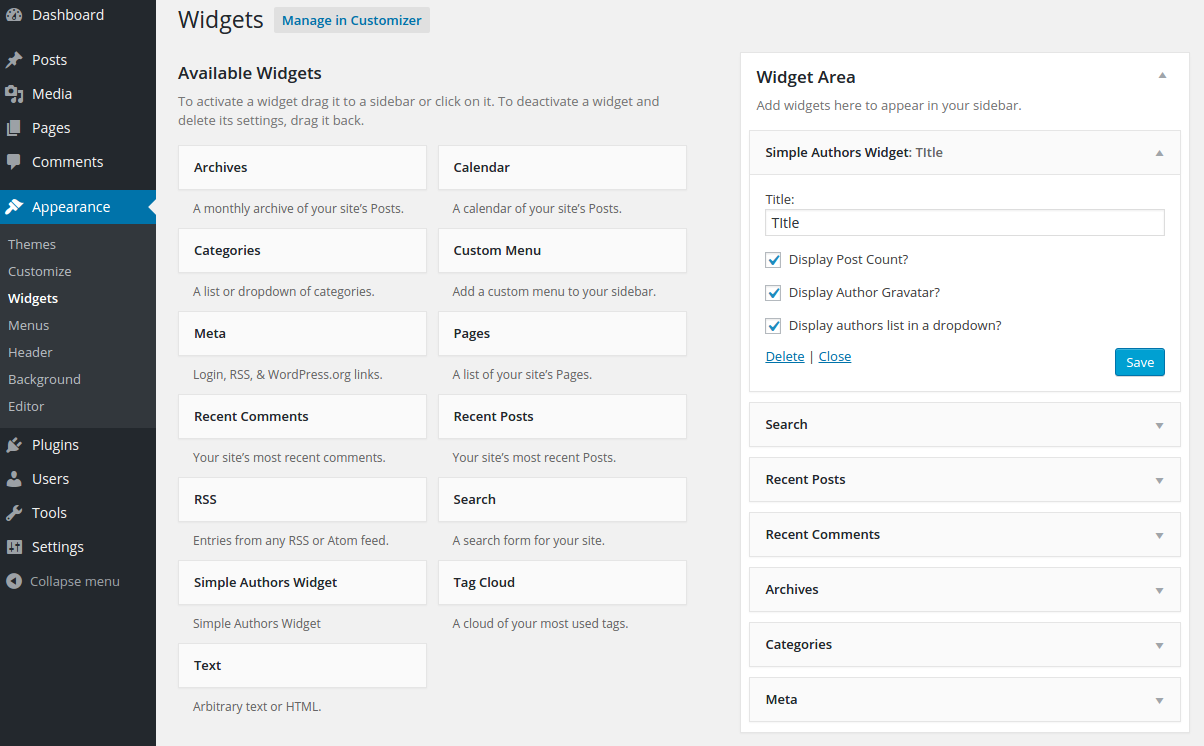 Simple Blog Authors Widget