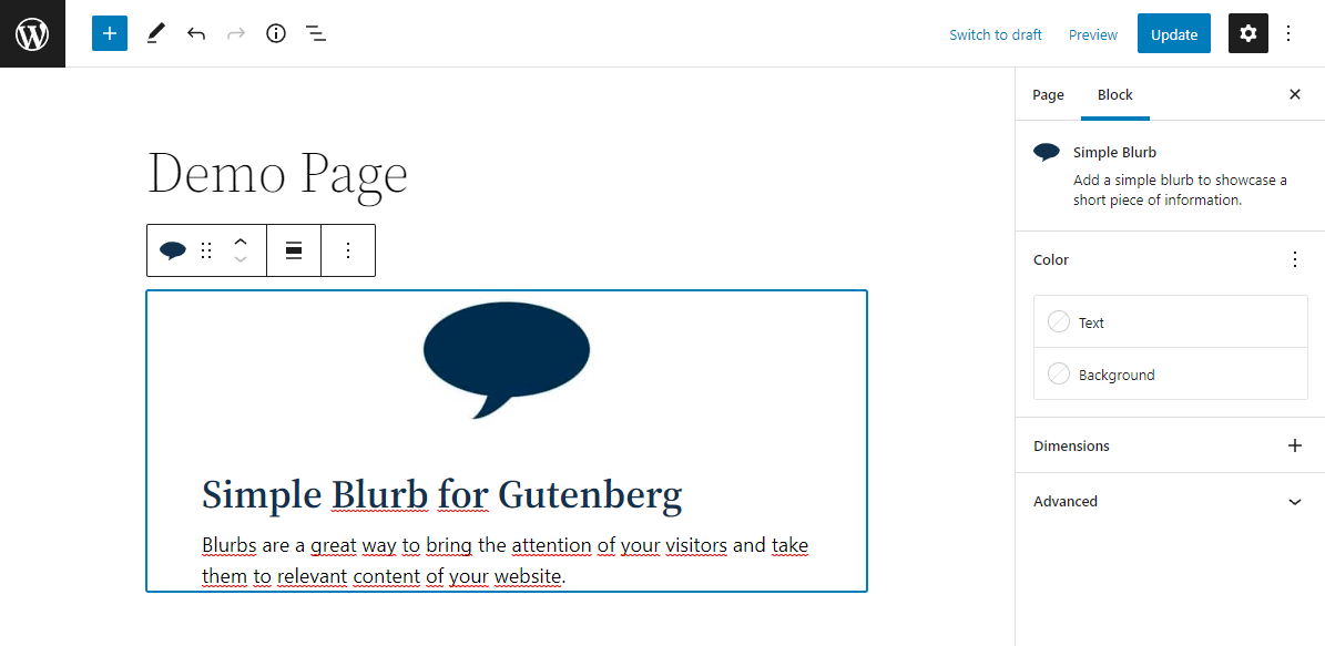 Block editor: Blurb.