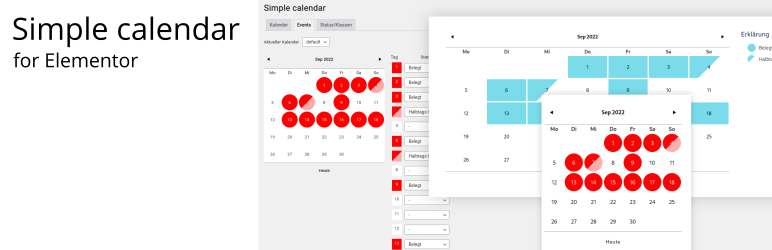 Simple calendar for Elementor