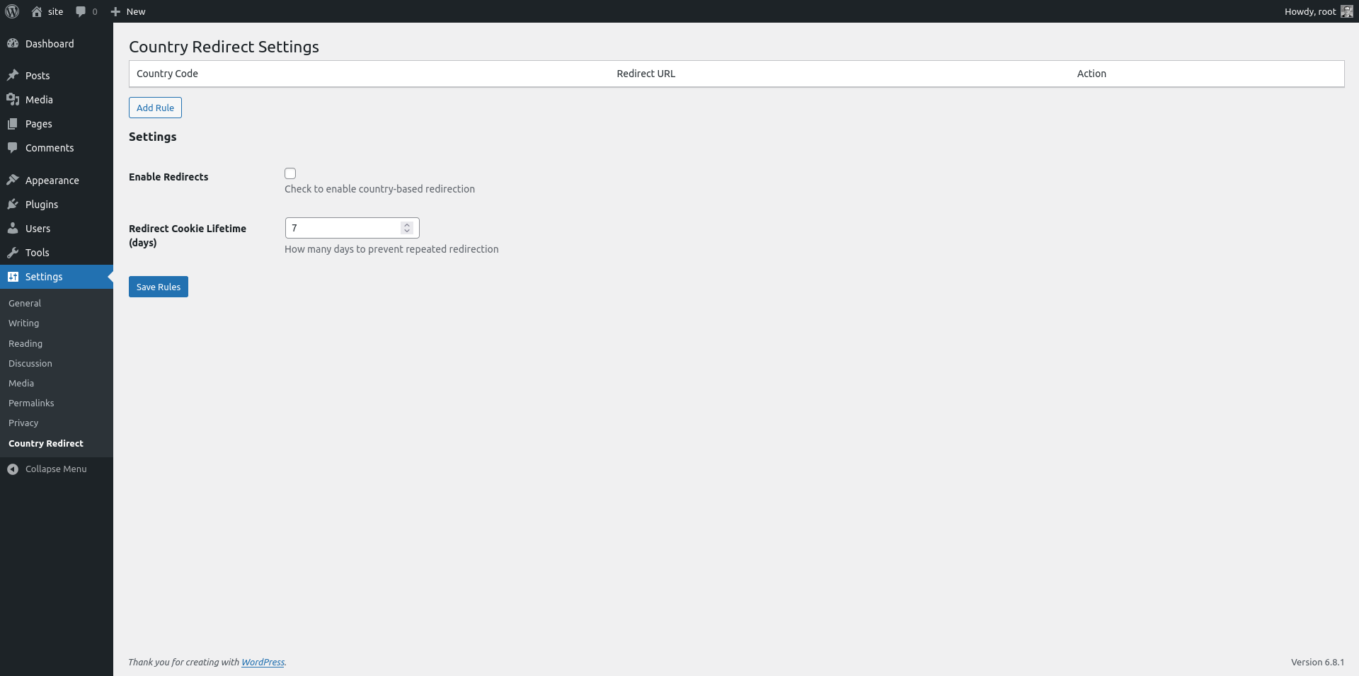 Screenshot of the plugin settings page.