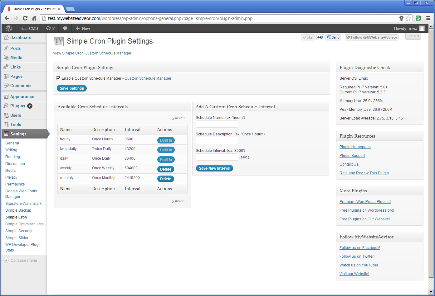 Plugin Settings Page
