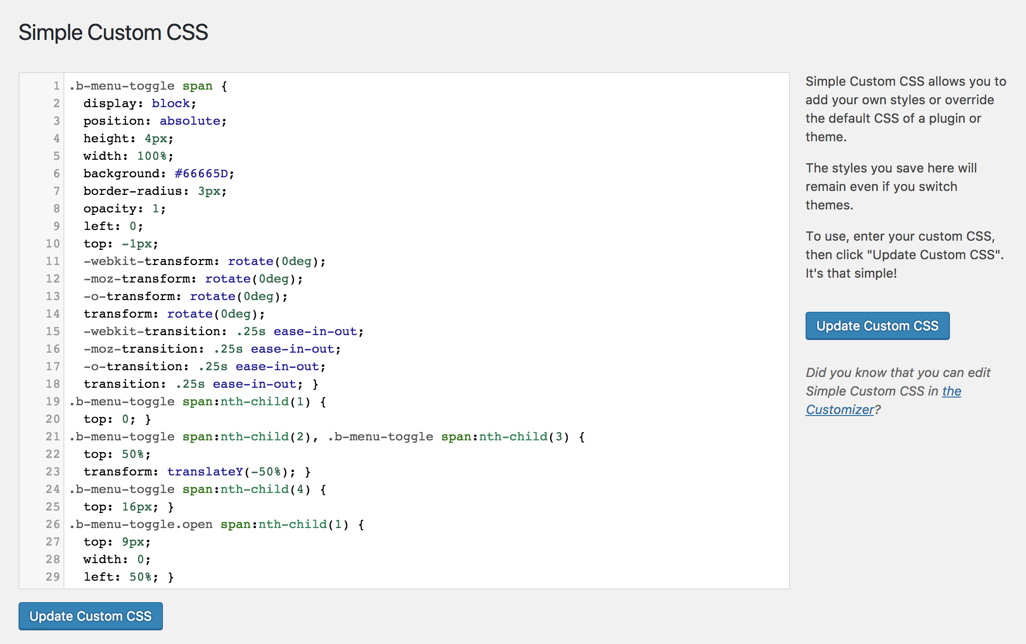 Simple Custom CSS Plugin – WordPress plugin | WordPress.org