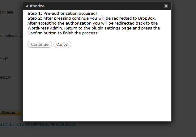 <p>Step 1 of dropbox authorization.</p>