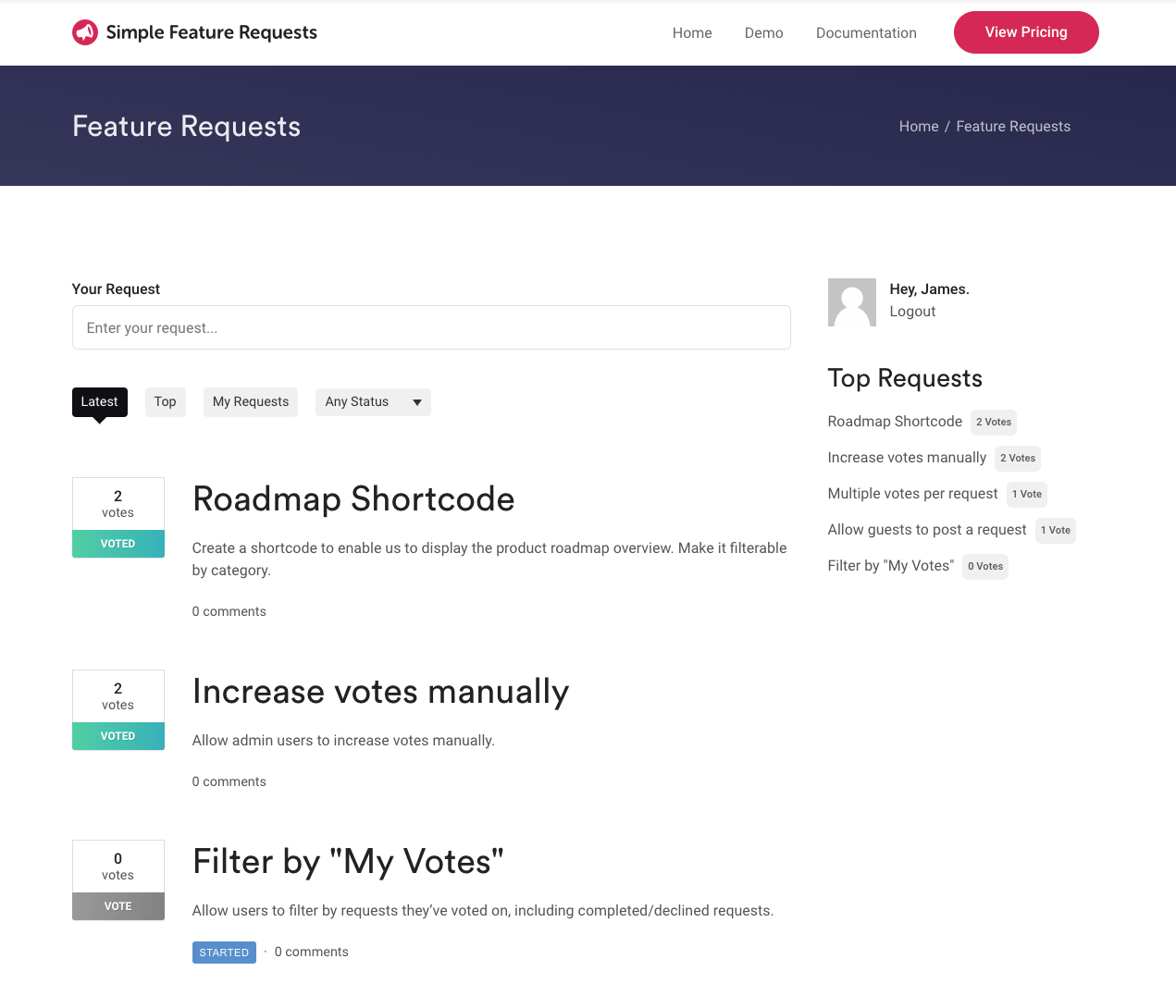 The feature requests archive.
