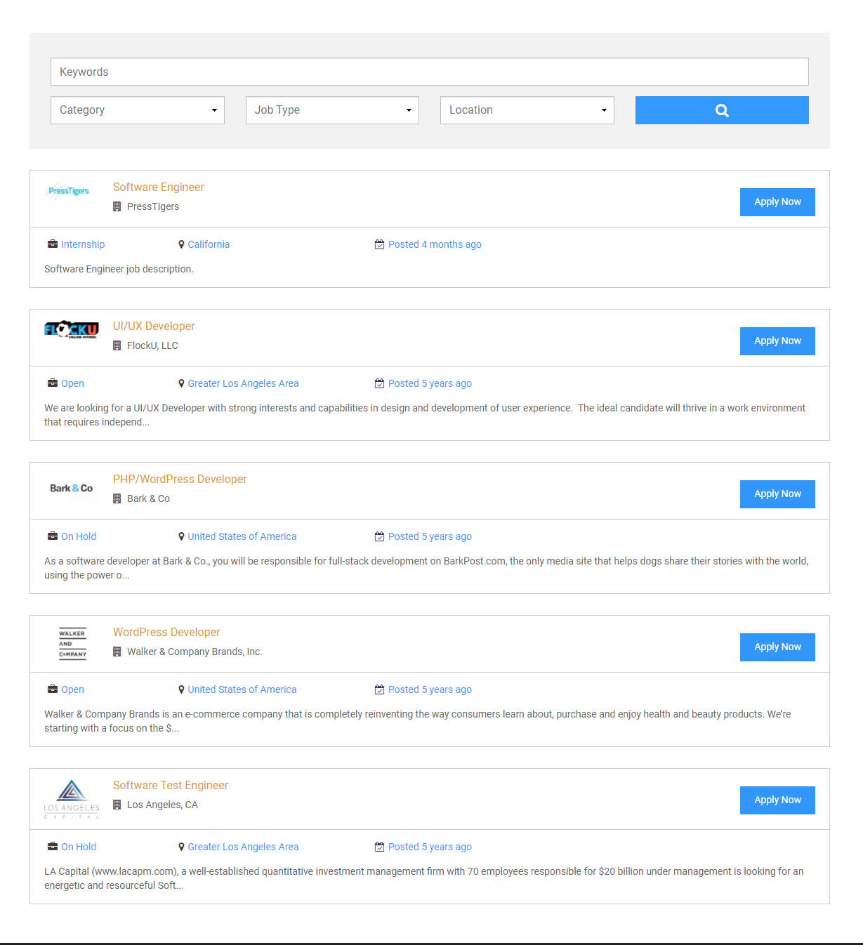 <strong>Modern Job Listing List View</strong> - Modified layout of job listing list view.