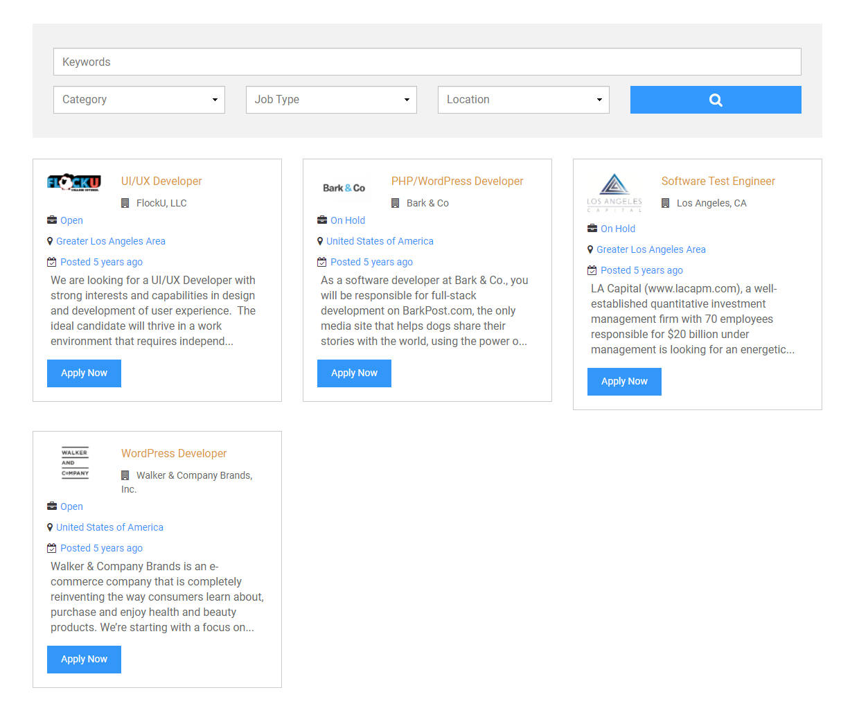 <strong>Modern Job Listing Grid View</strong> - Modified layout of job listing grid view.