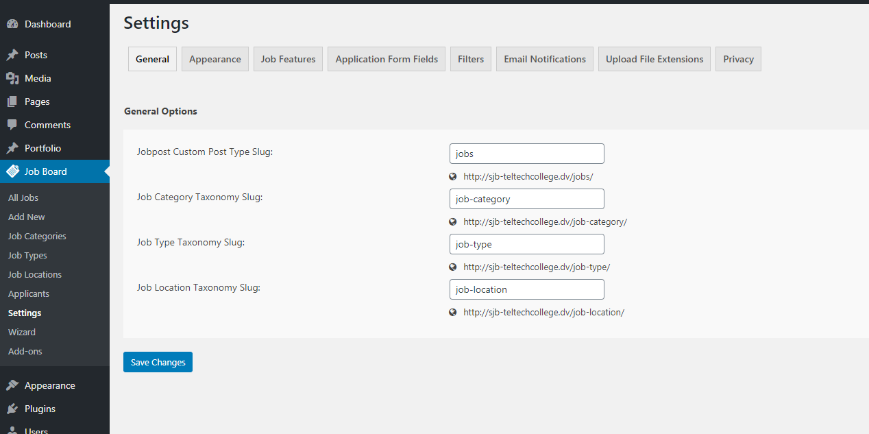 <strong>General</strong> - Allow users to change the slug of custom post types and taxonomy.