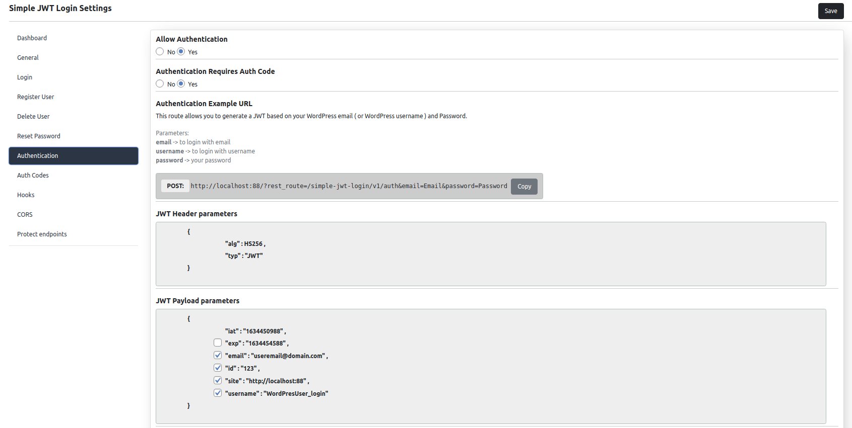 Authentication configuration for generating and refresh Json Web Tokens