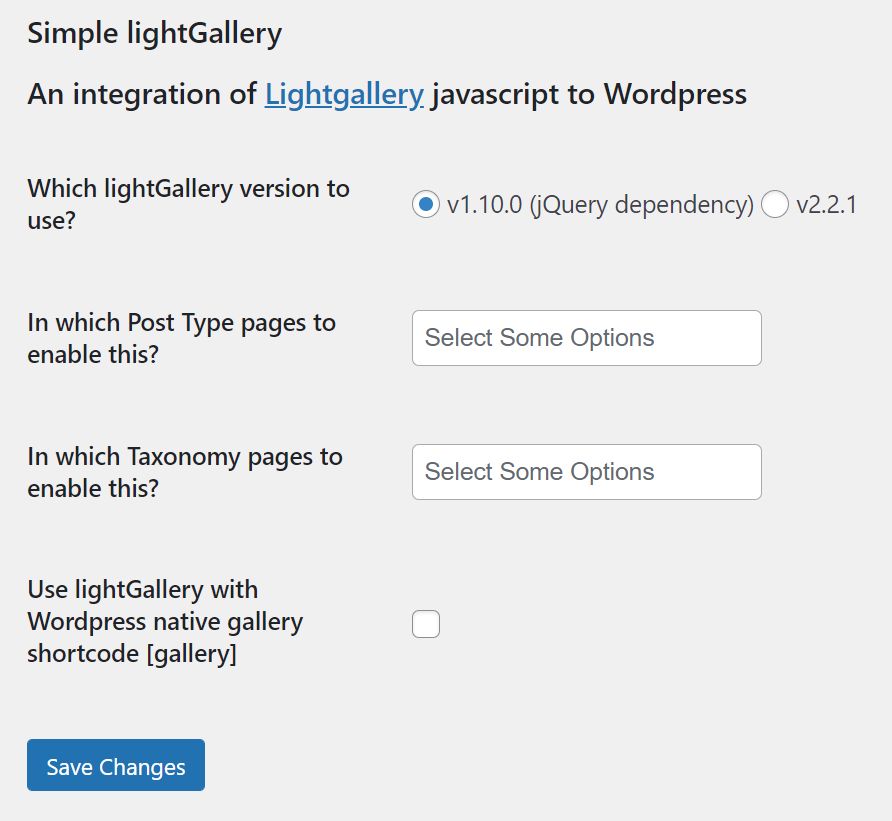 lightGallery Customization Options using v1 of the script