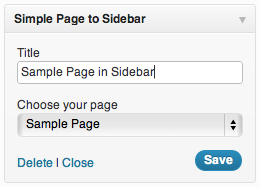 Simple Page to Sidebar