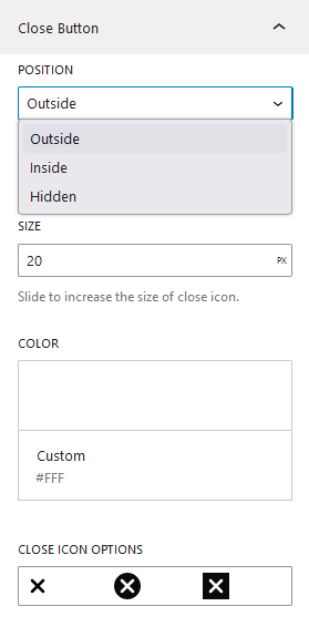 Close Button Options