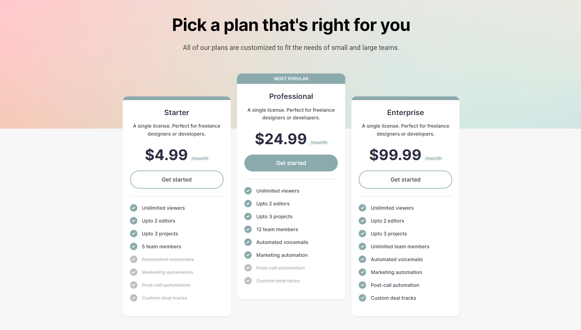 Pricing Table Style 3