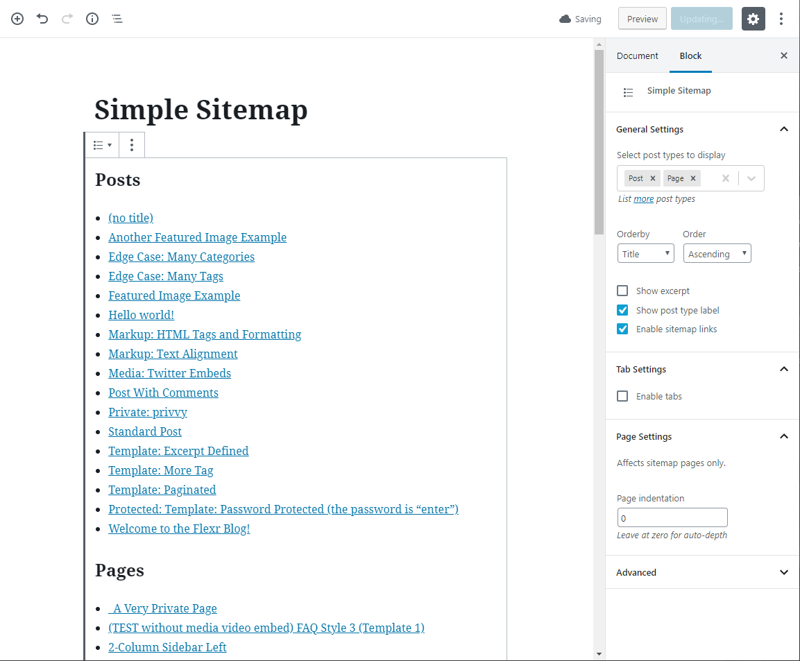 Configure a standard sitemap and preview it directly in the editor.