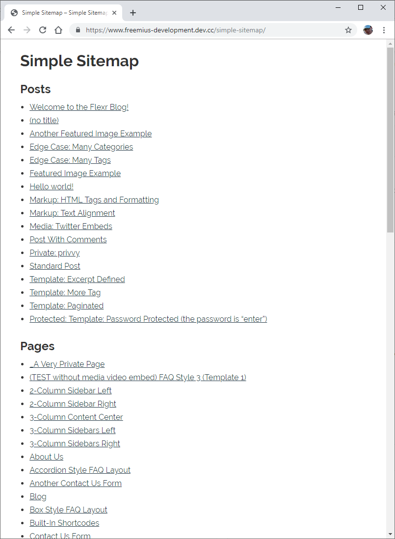 Publish a clear HTML list of posts and pages for visitors.