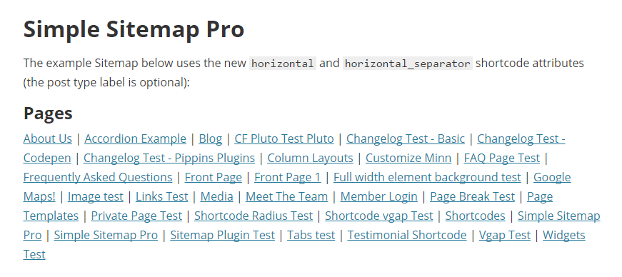 Simple Sitemap Pro adds compact horizontal sitemap layouts.