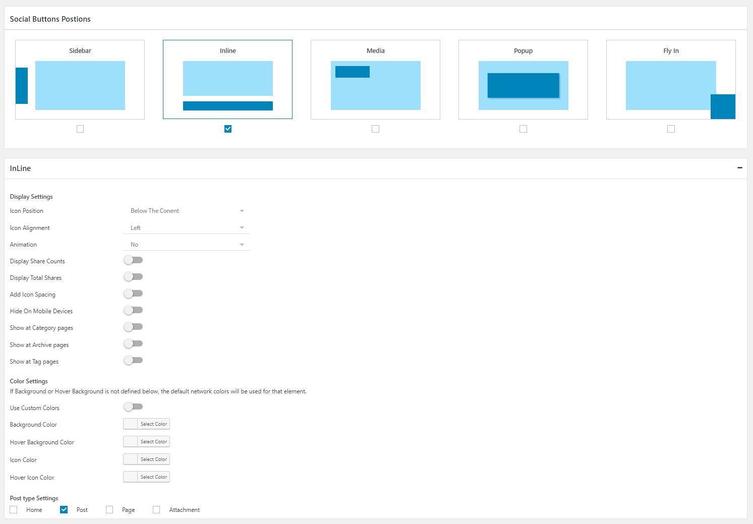 Social Share buttons before, after or above and under the content.