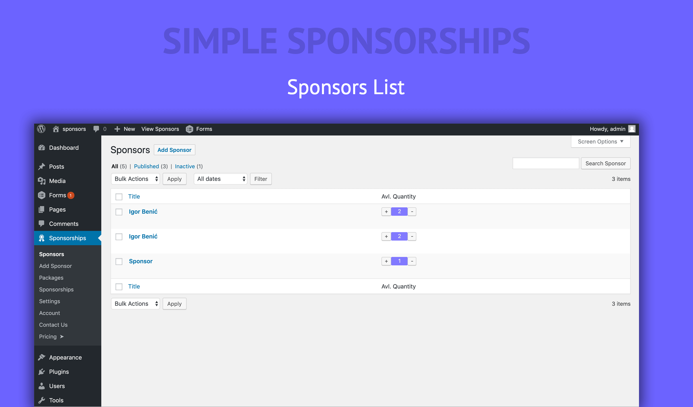 Simple Sponsorships