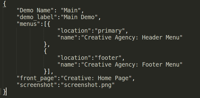 Theme Demo JSON Structure