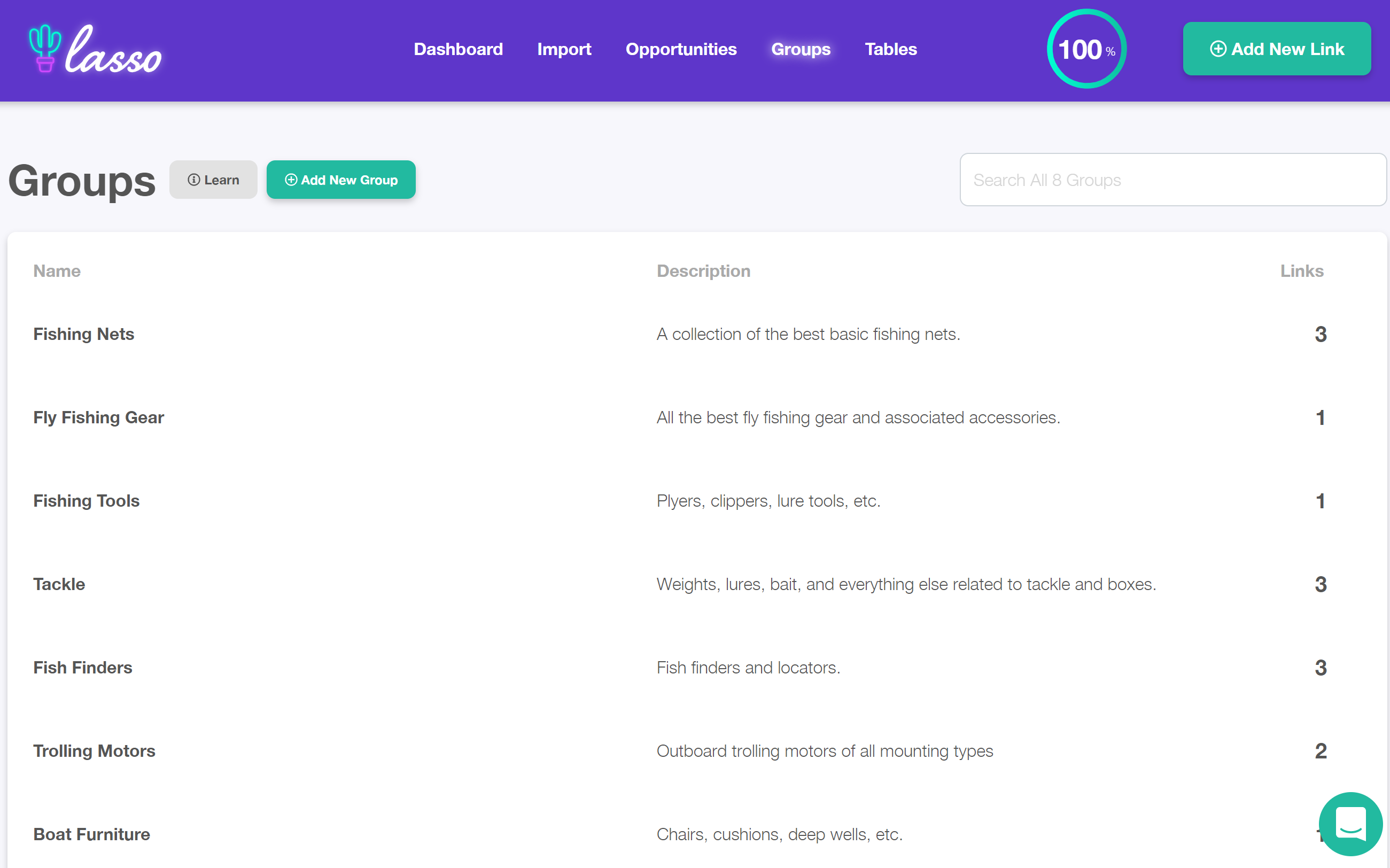 Group related links by topic so your library stays organized as it grows.