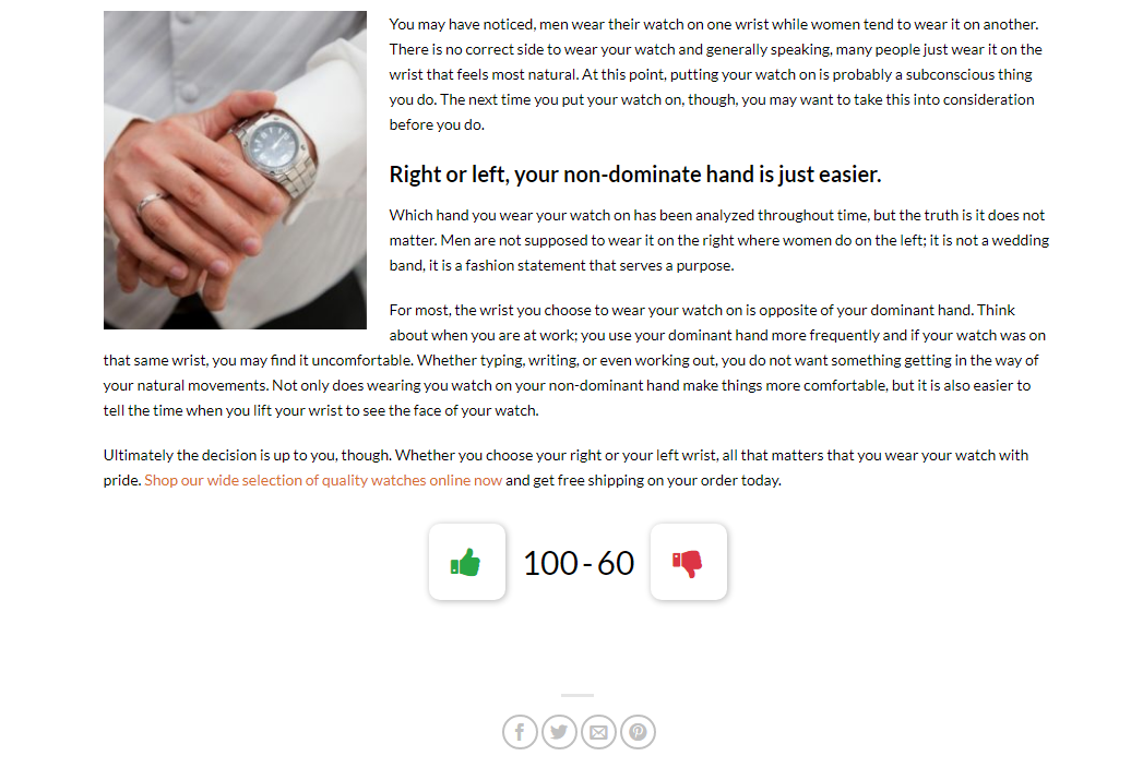 Simple Vote Display - This allows user to select their desired like or dislike of the action.