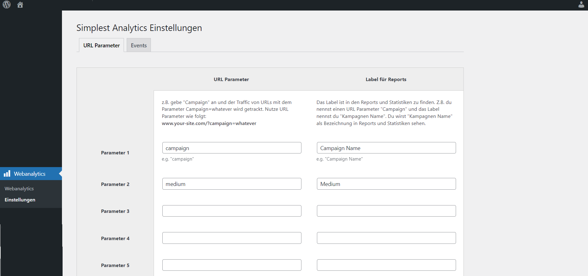 url parameter setting