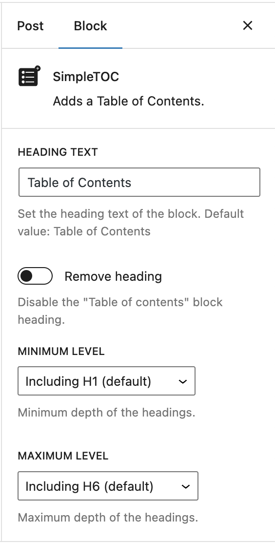 Simple but powerful. Customize each TOC as you like.