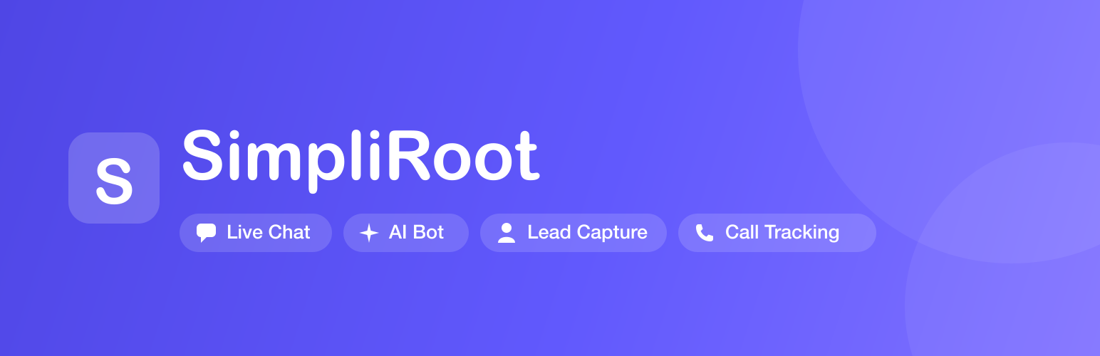 WordPress 外掛 SimpliRoot – Live Chat, AI Bot, Lead Capture & Call Tracking 的封面圖片