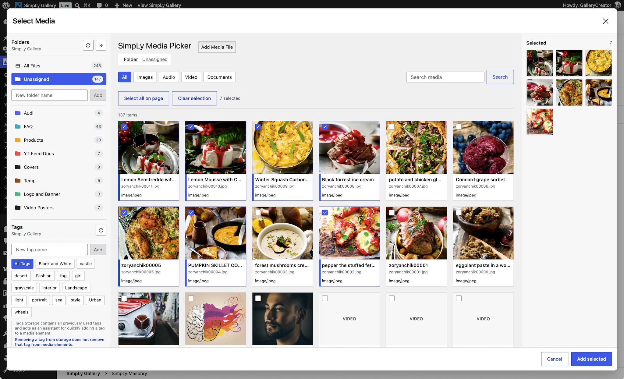 SimpLy Media Picker – adding images to the gallery