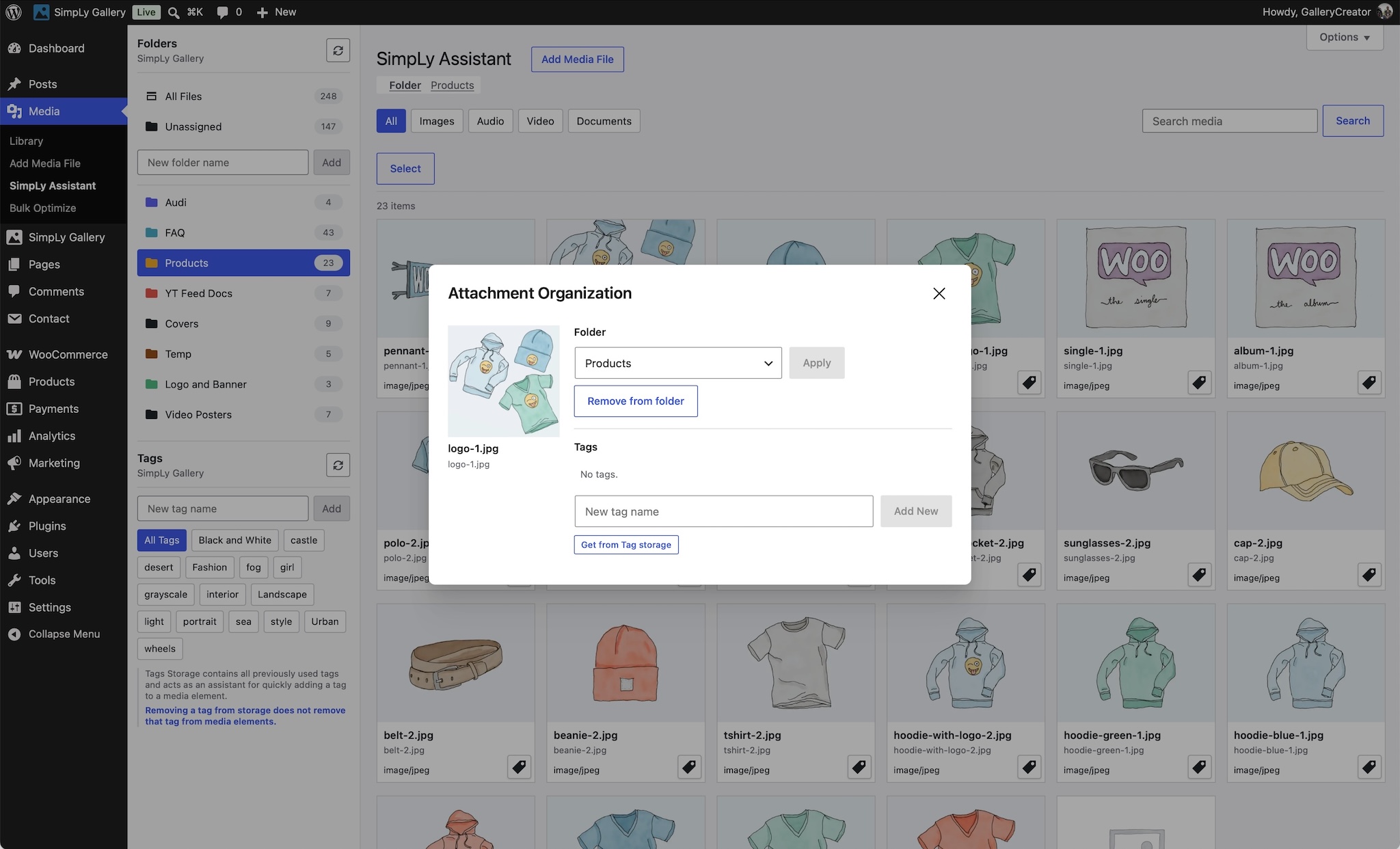 SimpLy Assistant - Attachment Organization (modal)