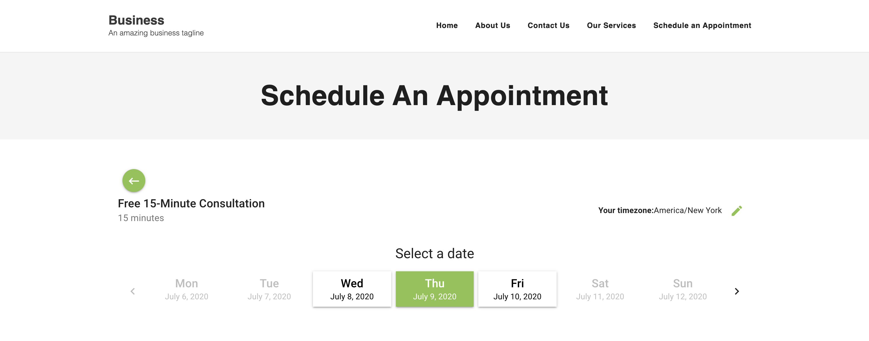 View the Booking Calendar Availability using a Weekly View.