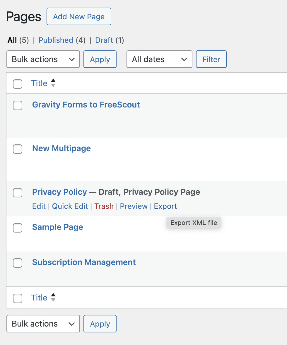 Export Single Post Page