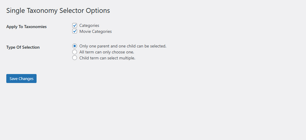 Options in admin