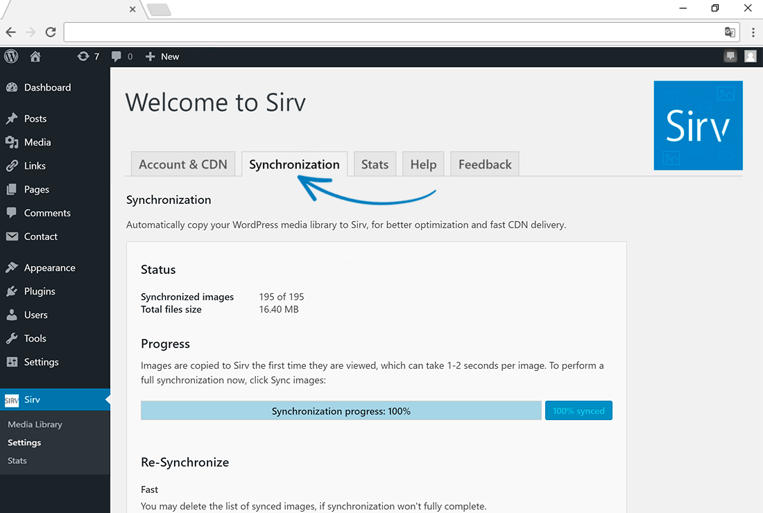 Synchronize your WordPress library with Sirv.