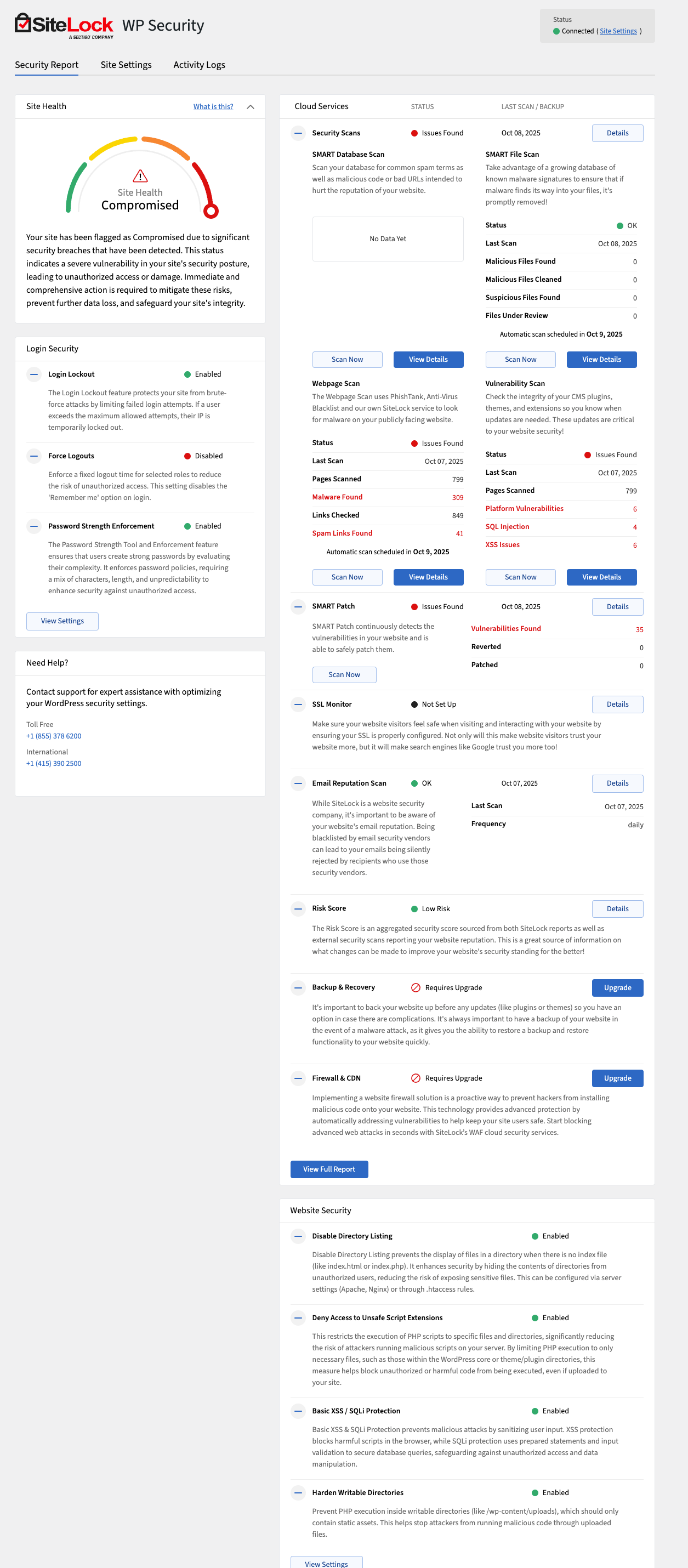 <strong>Cloud Checks</strong> — on-demand and recurring scans from the SiteLock cloud