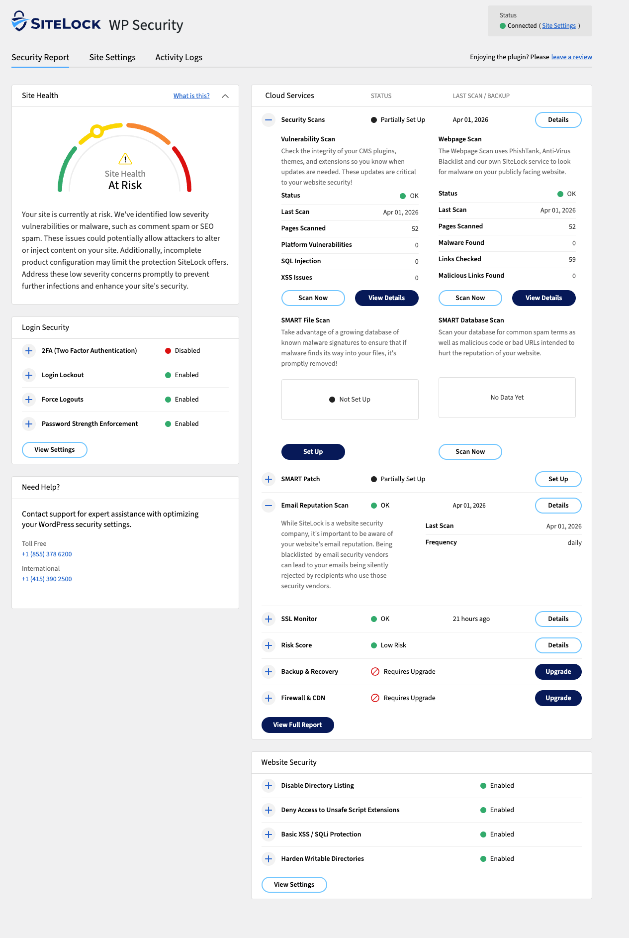 <strong>Cloud Checks</strong> — on-demand and recurring scans from the SiteLock cloud