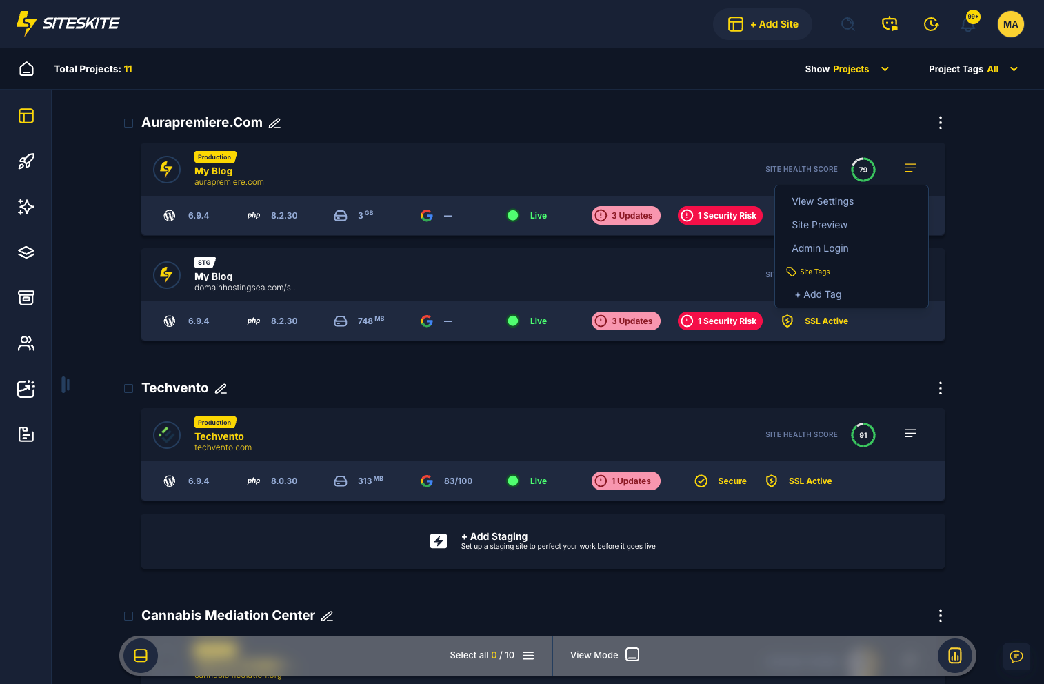 One-click WP Admin — jump into any linked site instantly