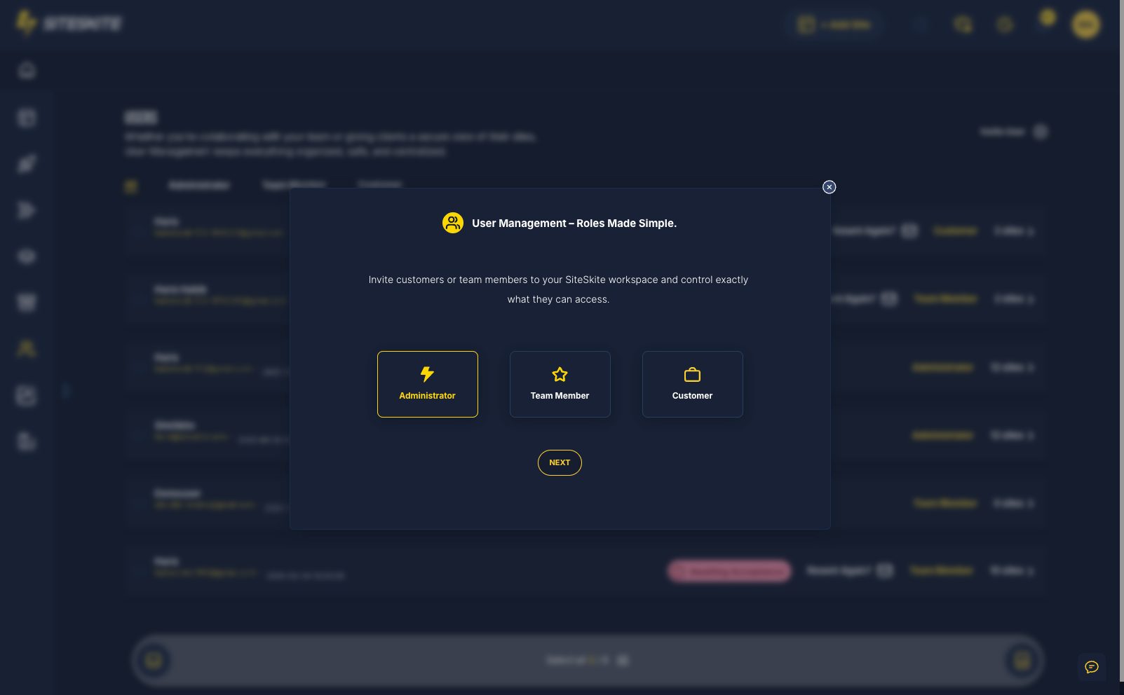 Team workspaces — invite users and collaborate on accounts