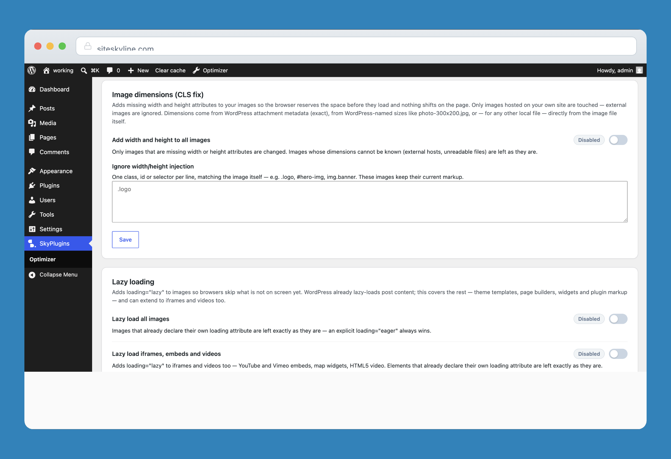 Image dimensions for CLS layout shift prevention and native lazy loading.