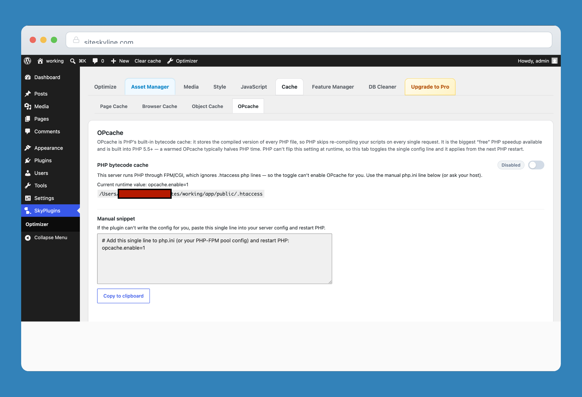 PHP Zend OPcache bytecode cache monitoring and manual configuration snippet.