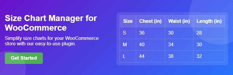 WordPress 外掛 Size Chart Manager for WooCommerce 的封面圖片。