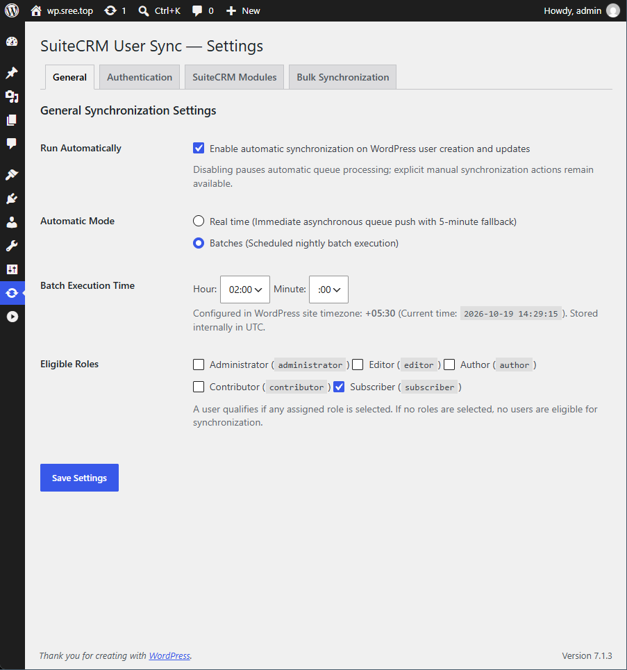Plugin settings