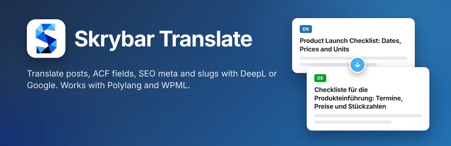 WordPress 外掛 Skrybar Translate 的封面圖片