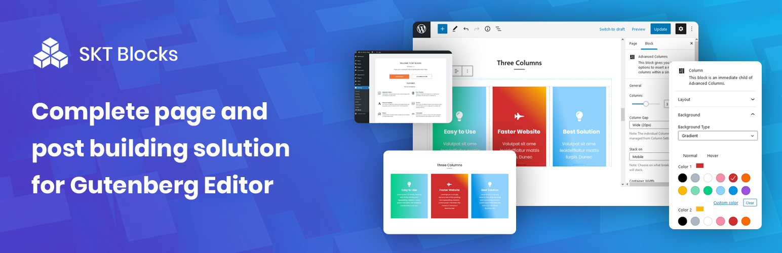 WordPress 外掛 SKT Blocks – Gutenberg based Page Builder 的封面圖片。